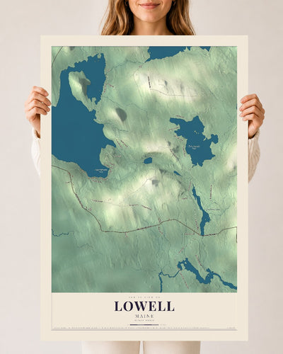 Lowell, Maine map print - 24 x 36 archival matte print