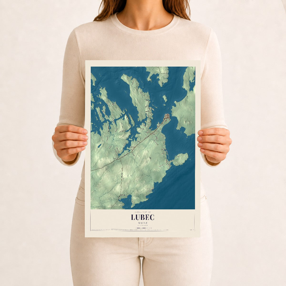 Lubec, Maine map print - 12 x 18 archival matte print