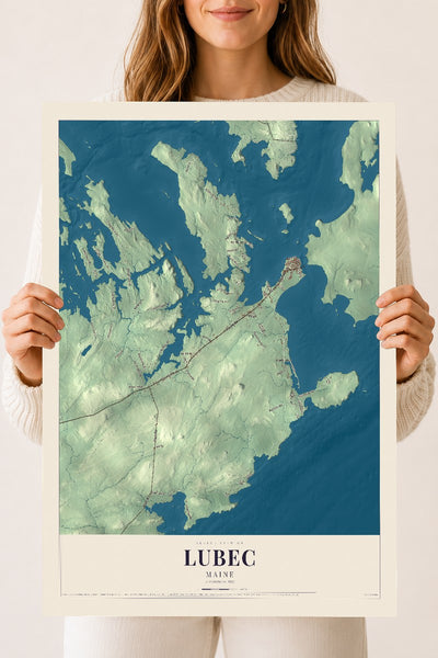 Lubec, Maine map print - 18 x 24 archival matte print