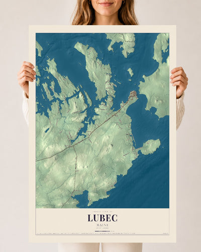 Lubec, Maine map print - 24 x 36 archival matte print