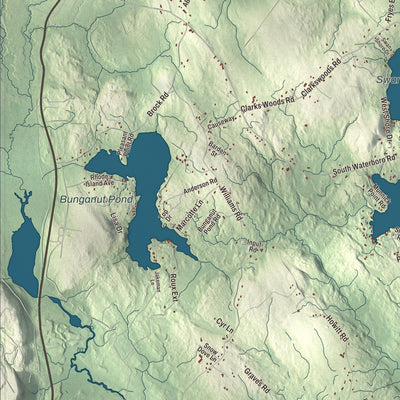 Terrain and local geography detail from the Lyman, Maine map