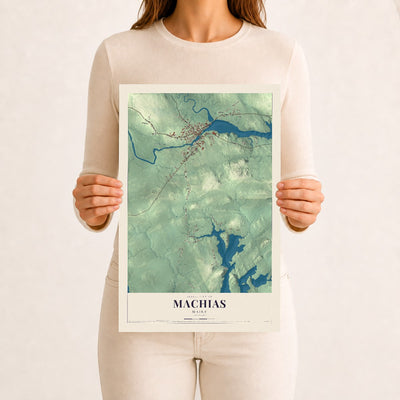 Machias, Maine map print - 12 x 18 archival matte print