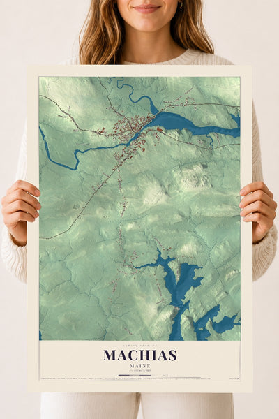 Machias, Maine map print - 18 x 24 archival matte print