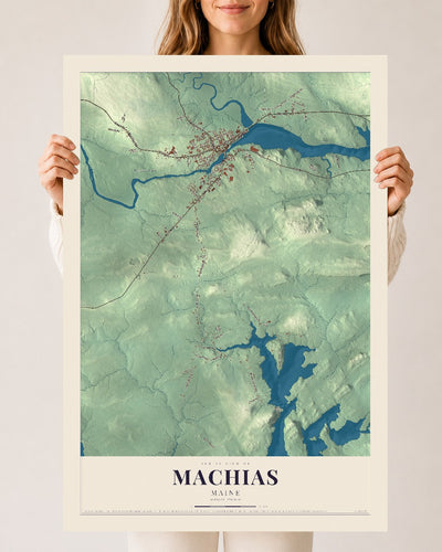 Machias, Maine map print - 24 x 36 archival matte print