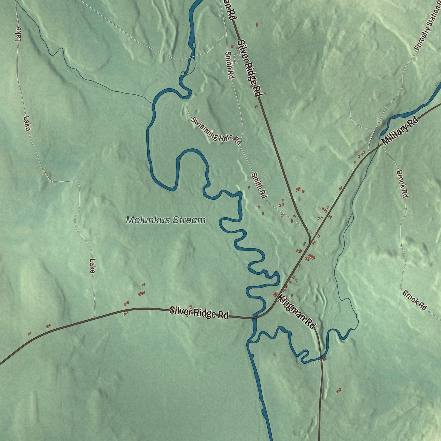 Terrain and local geography detail from the Macwahoc, Maine map