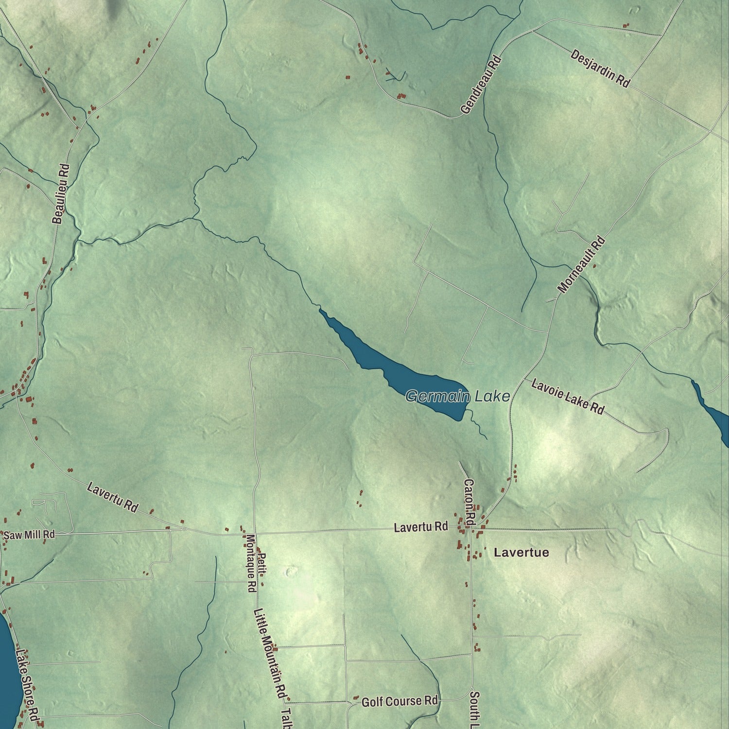 Terrain and local geography detail from the Madawaska, Maine map