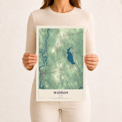 Madison, Maine map print - 12 x 18 archival matte print