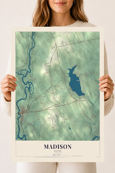Madison, Maine map print - 18 x 24 archival matte print