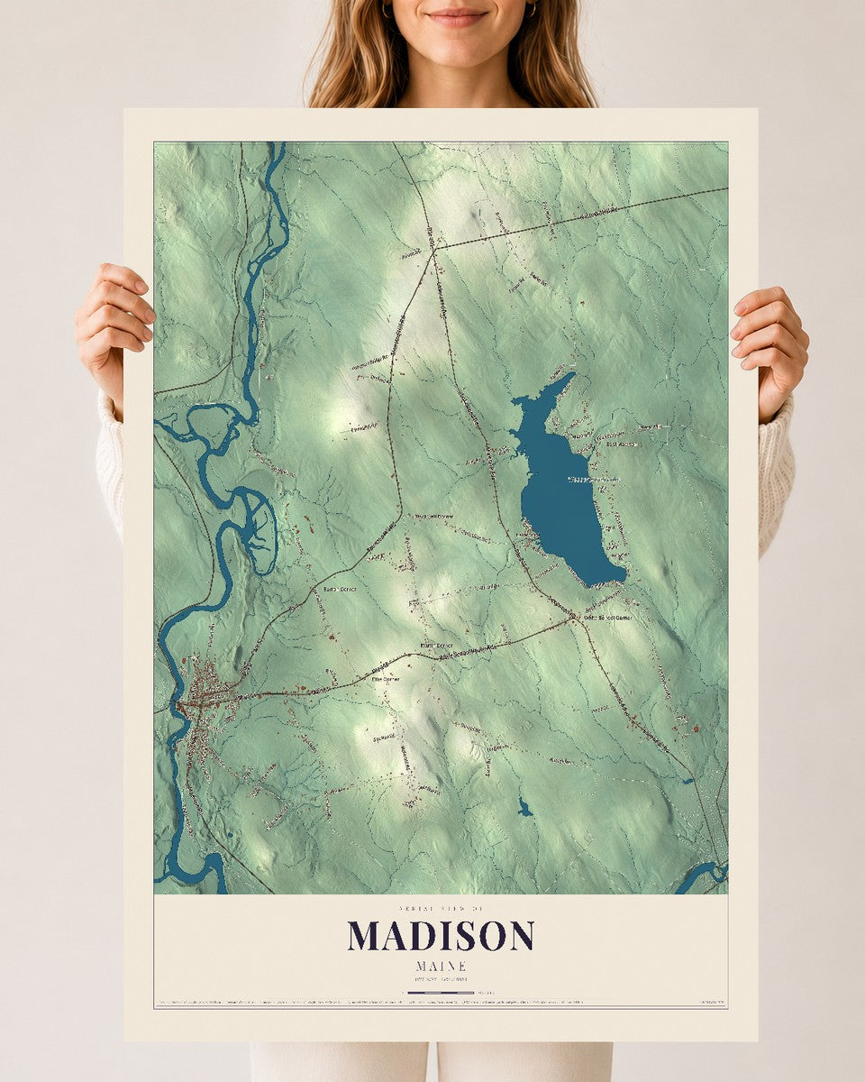 Madison, Maine map print - 24 x 36 archival matte print