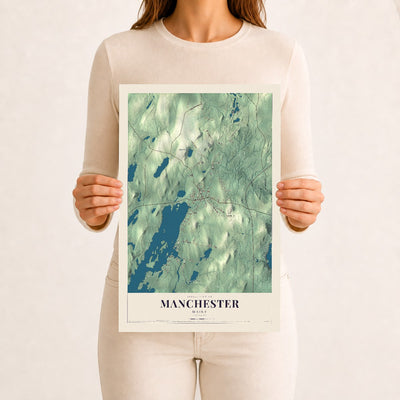 Manchester, Maine map print - 12 x 18 archival matte print