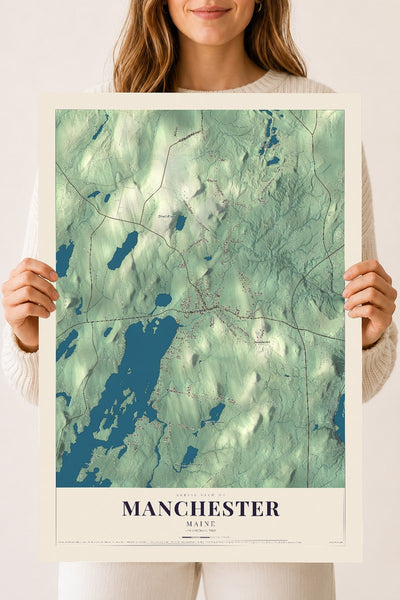Manchester, Maine map print - 18 x 24 archival matte print