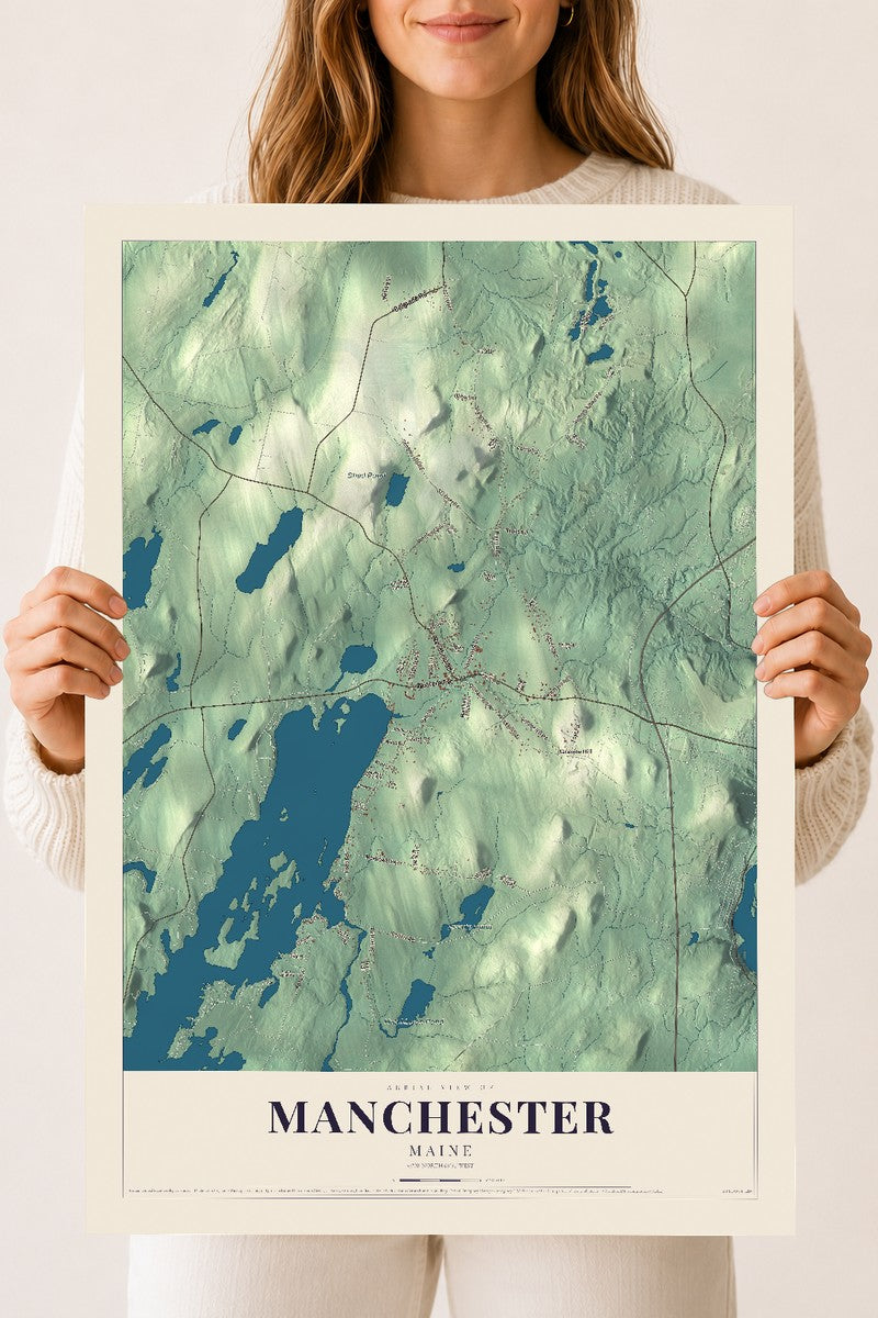 Manchester, Maine map print - 18 x 24 archival matte print