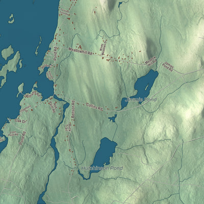 Terrain and local geography detail from the Manchester, Maine map