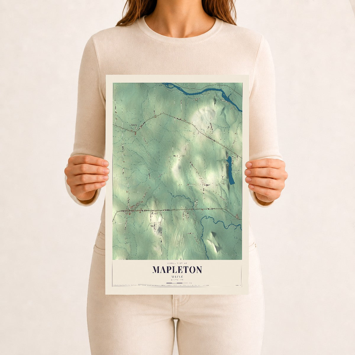 Mapleton, Maine map print - 12 x 18 archival matte print