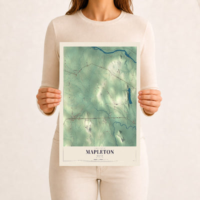 Mapleton, Maine map print - 12 x 18 archival matte print