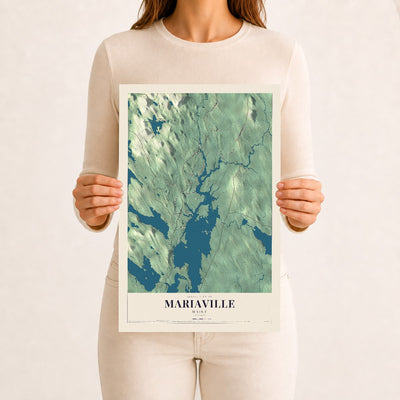 Mariaville, Maine map print - 12 x 18 archival matte print