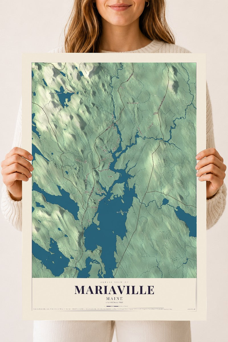 Mariaville, Maine map print - 18 x 24 archival matte print