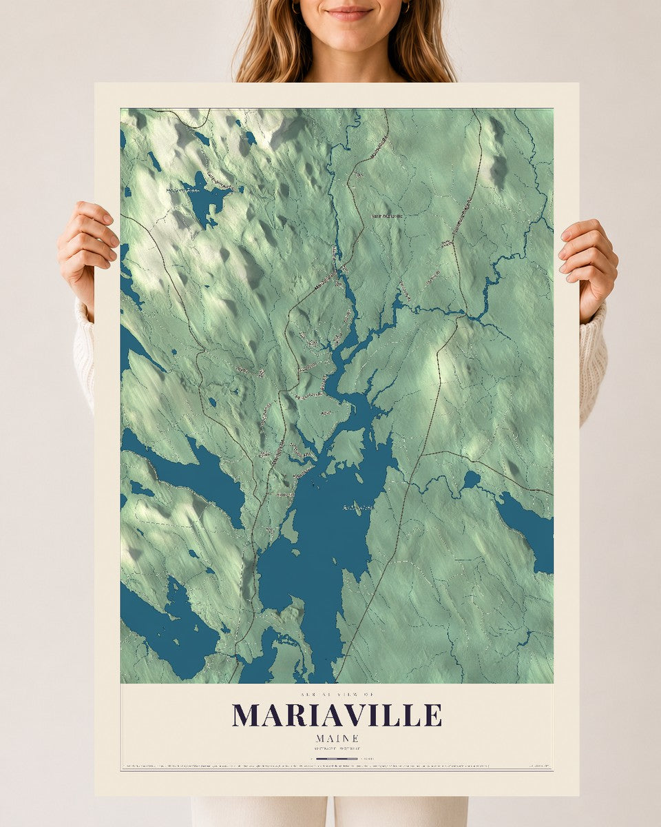 Mariaville, Maine map print - 24 x 36 archival matte print
