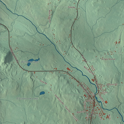 Terrain and local geography detail from the Mars Hill, Maine map