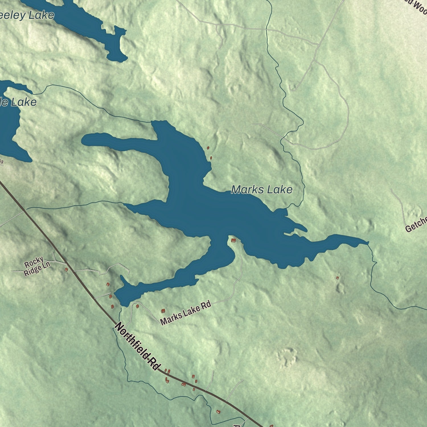 Terrain and local geography detail from the Marshfield, Maine map