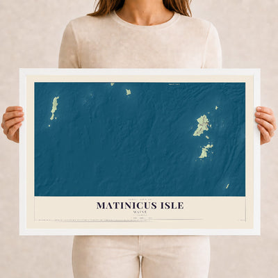 Matinicus Isle, Maine map print - 12 x 18 white Ayous wood frame