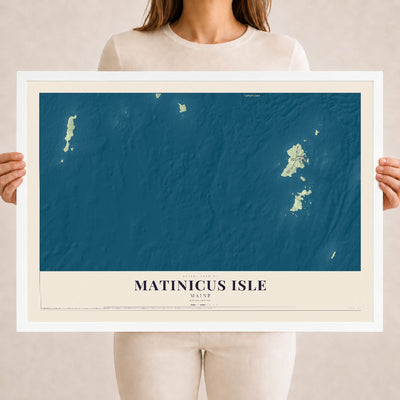 Matinicus Isle, Maine map print - 18 x 24 white Ayous wood frame