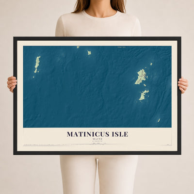 Matinicus Isle, Maine map print - 24 x 36 black Ayous wood frame