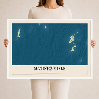 Matinicus Isle, Maine map print - 24 x 36 white Ayous wood frame