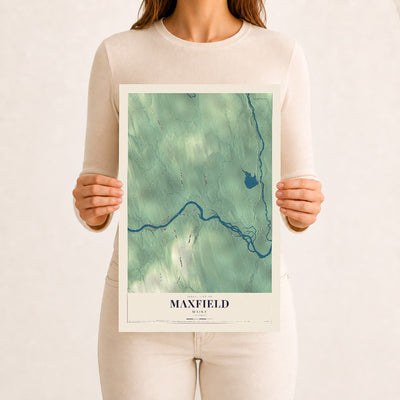 Maxfield, Maine map print - 12 x 18 archival matte print