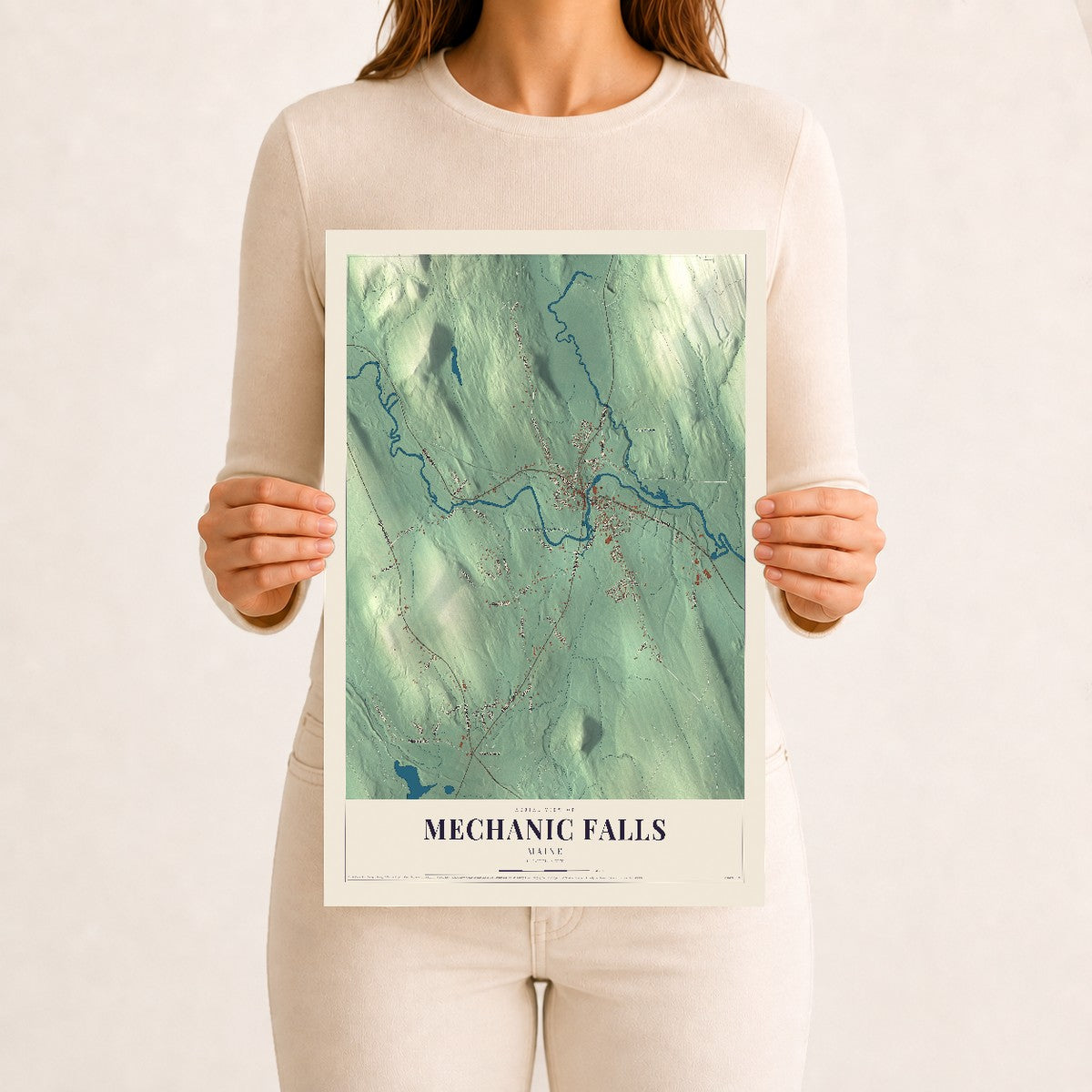 Mechanic Falls, Maine map print - 12 x 18 archival matte print