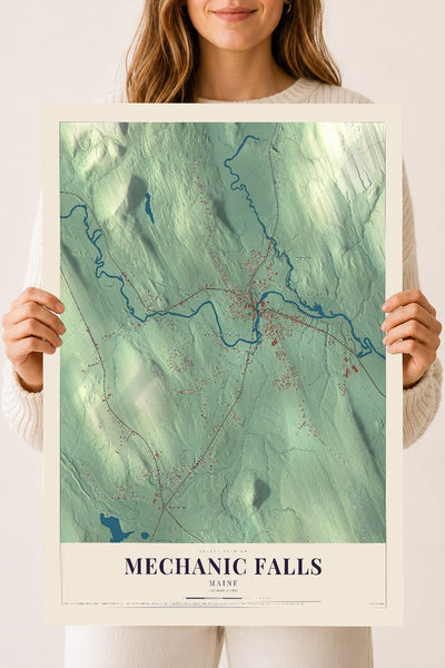 Mechanic Falls, Maine map print - 18 x 24 archival matte print