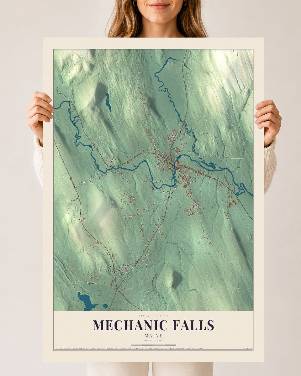 Mechanic Falls, Maine map print - 24 x 36 archival matte print