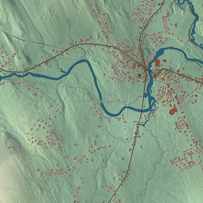 Terrain and local geography detail from the Mechanic Falls, Maine map