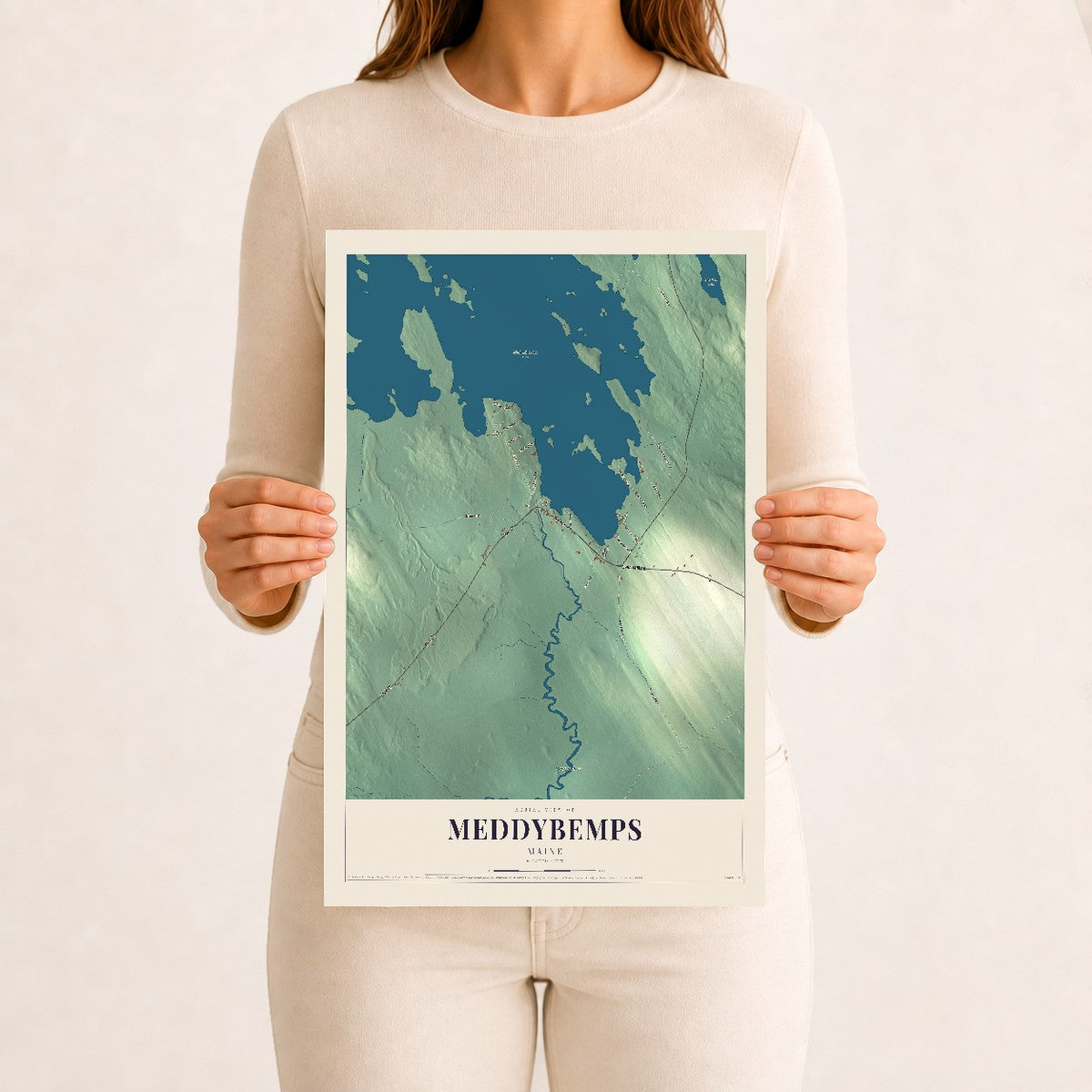 Meddybemps, Maine map print - 12 x 18 archival matte print