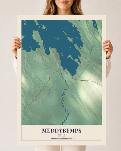 Meddybemps, Maine map print - 24 x 36 archival matte print