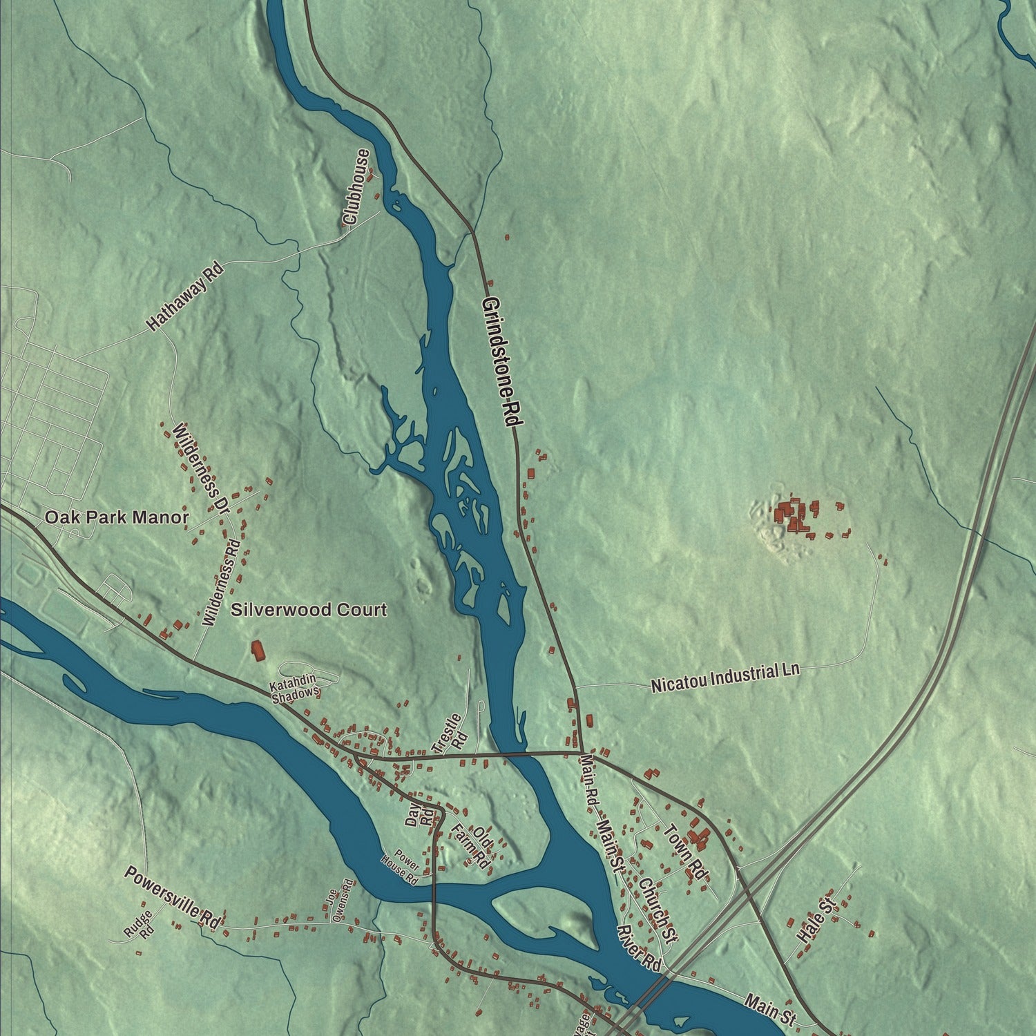 Street and neighborhood detail from the Medway, Maine map