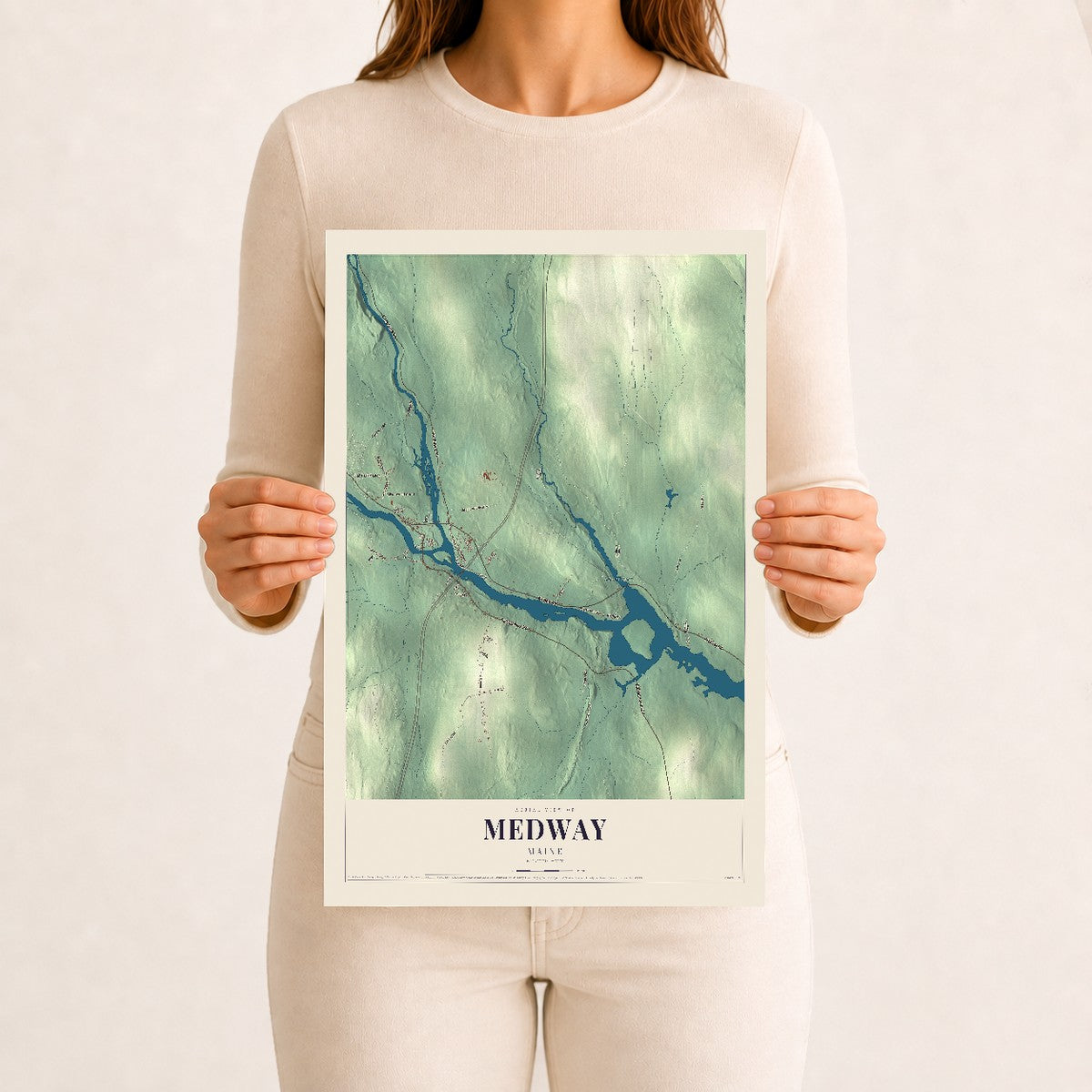 Medway, Maine map print - 12 x 18 archival matte print