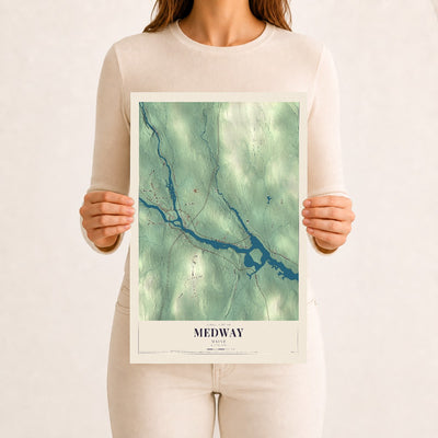 Medway, Maine map print - 12 x 18 archival matte print