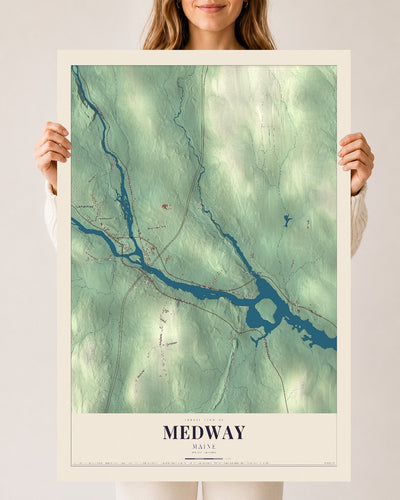 Medway, Maine map print - 24 x 36 archival matte print
