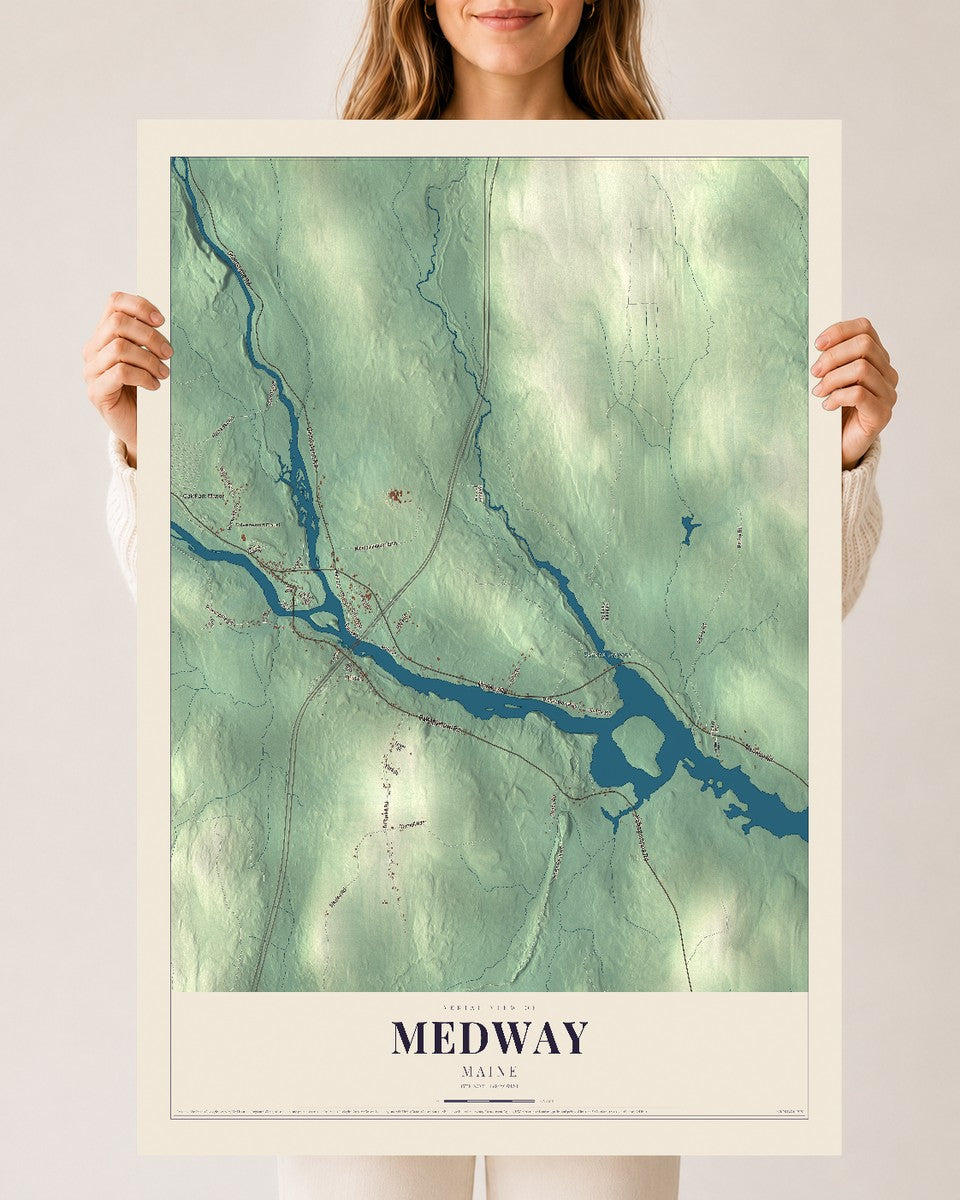 Medway, Maine map print - 24 x 36 archival matte print