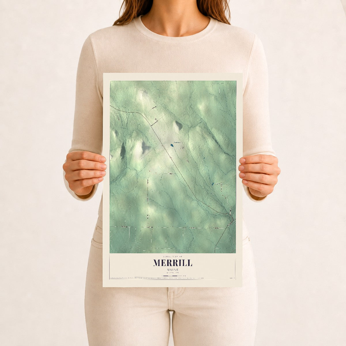 Merrill, Maine map print - 12 x 18 archival matte print