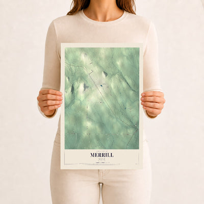 Merrill, Maine map print - 12 x 18 archival matte print