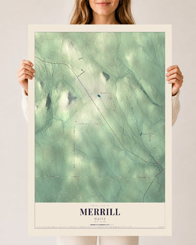 Merrill, Maine map print - 24 x 36 archival matte print