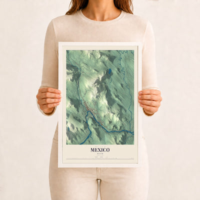 Mexico, Maine map print - 12 x 18 white Ayous wood frame