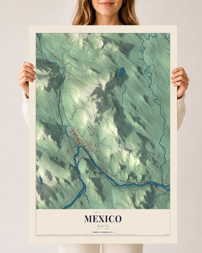 Mexico, Maine map print - 24 x 36 archival matte print