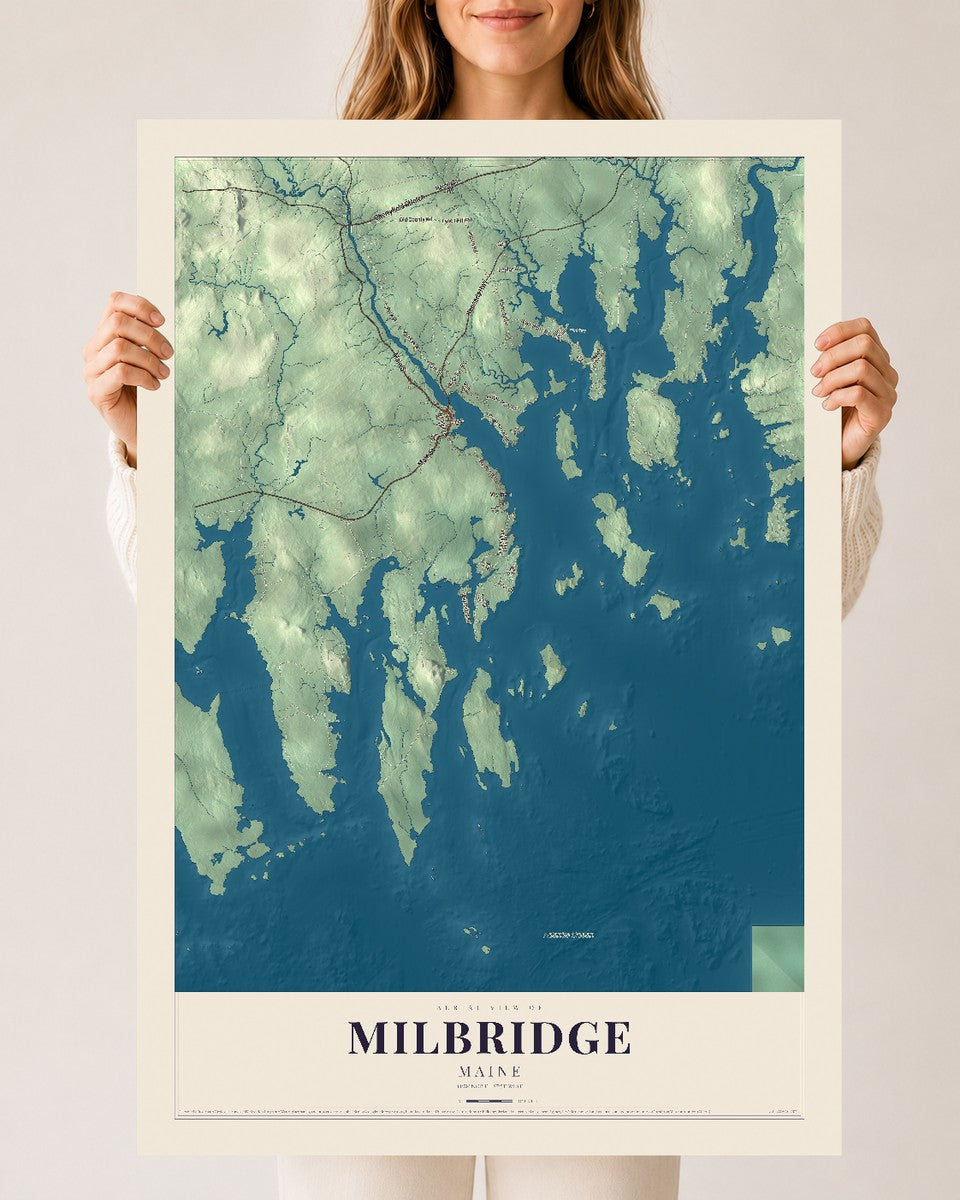 Milbridge, Maine map print - 24 x 36 archival matte print