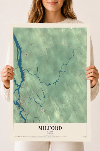 Milford, Maine map print - 18 x 24 archival matte print