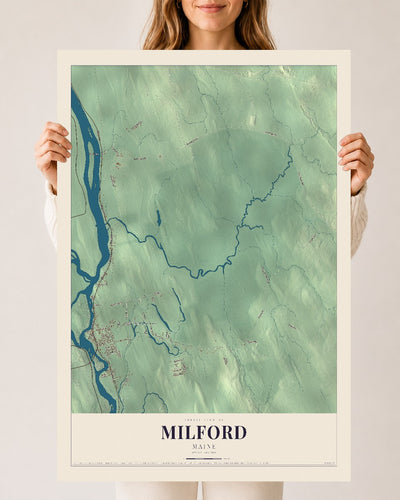 Milford, Maine map print - 24 x 36 archival matte print