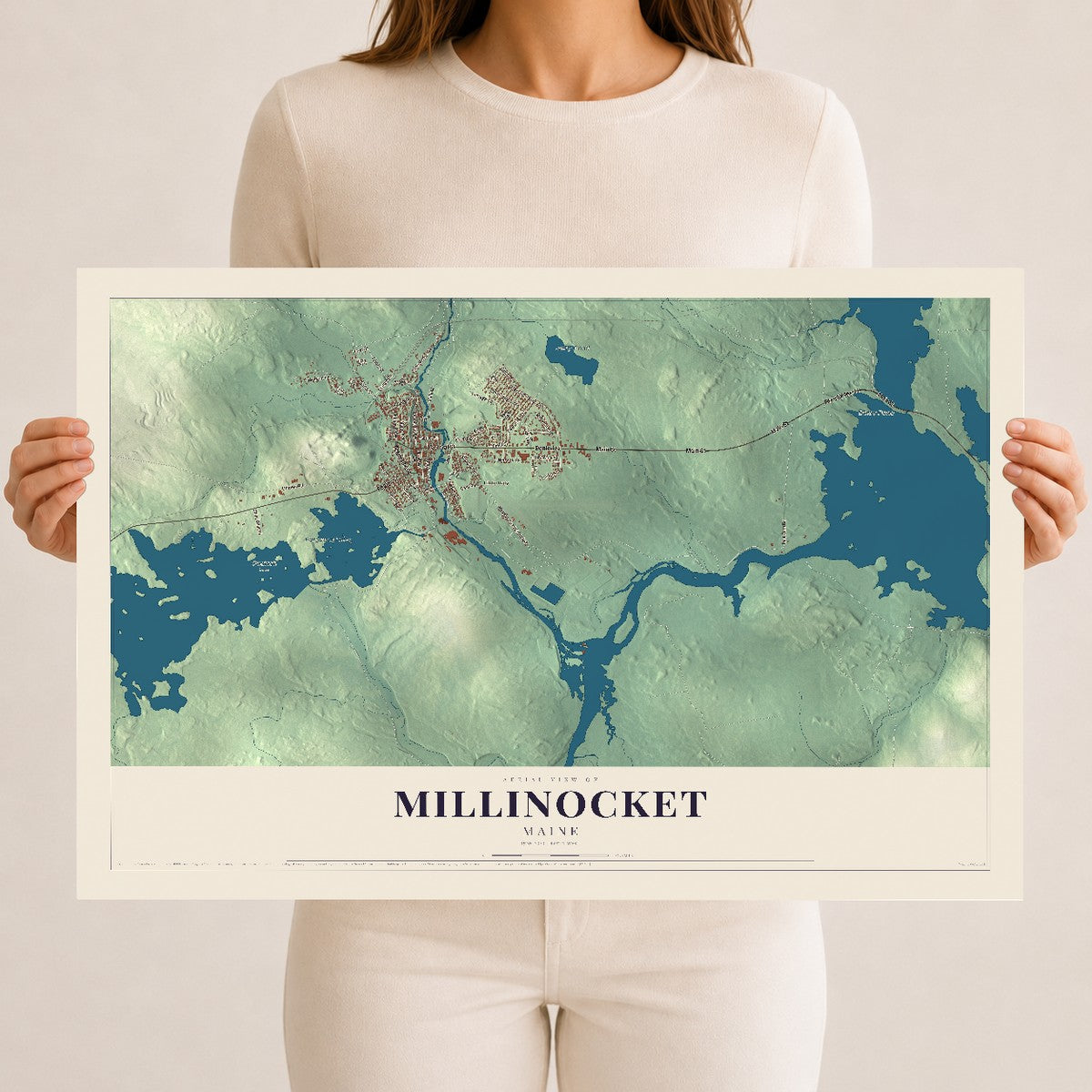 Millinocket, Maine map print - 12 x 18 archival matte print