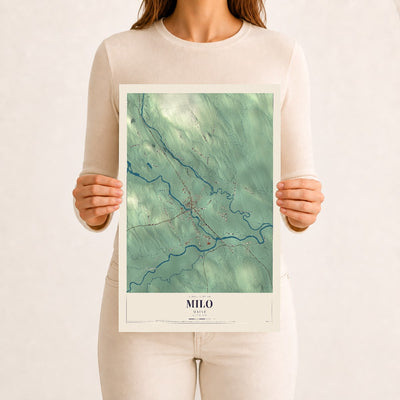 Milo, Maine map print - 12 x 18 archival matte print